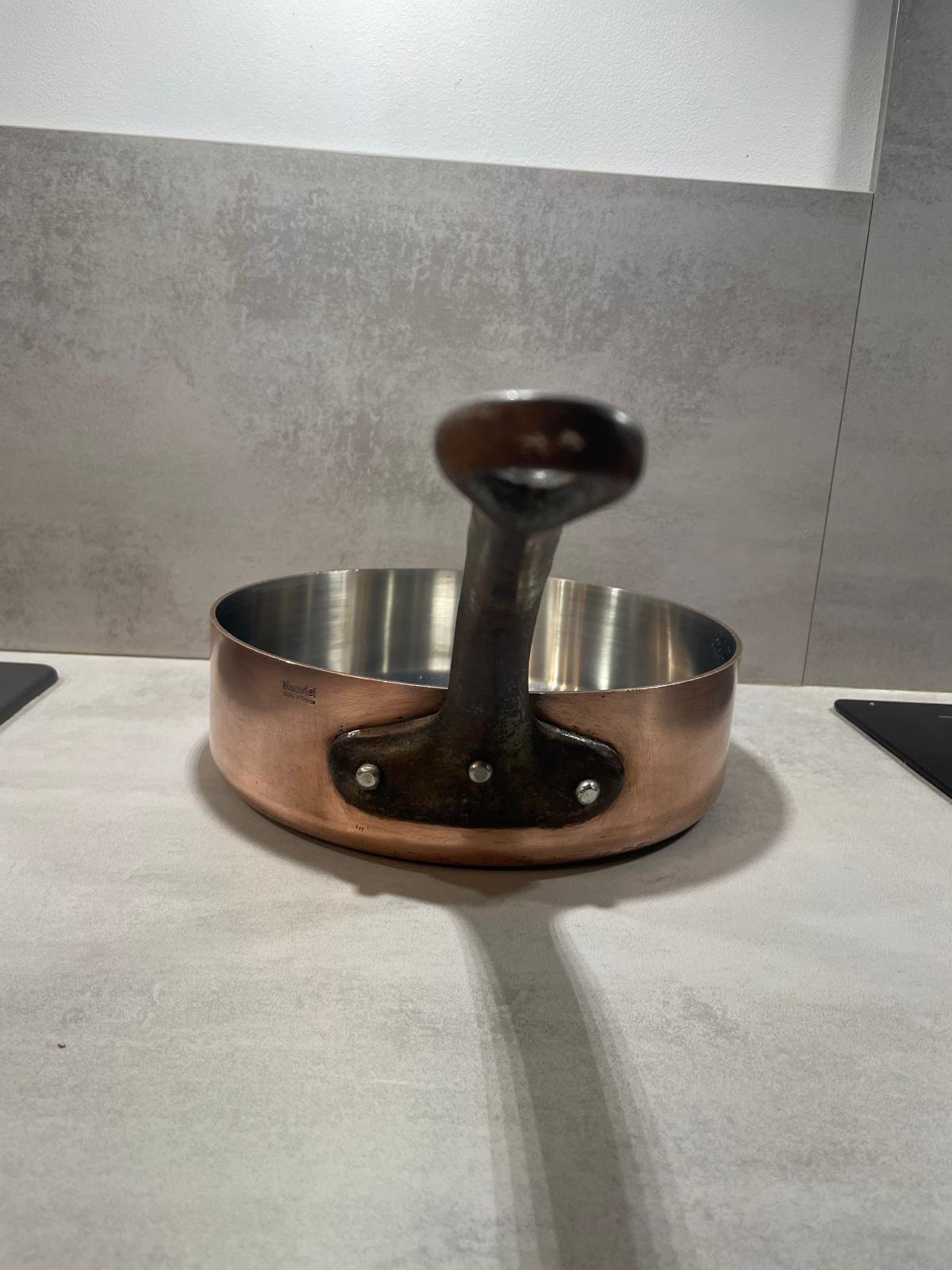 Handle and rivet detail on the Mauviel sauté pan, Cook & Collect archive.