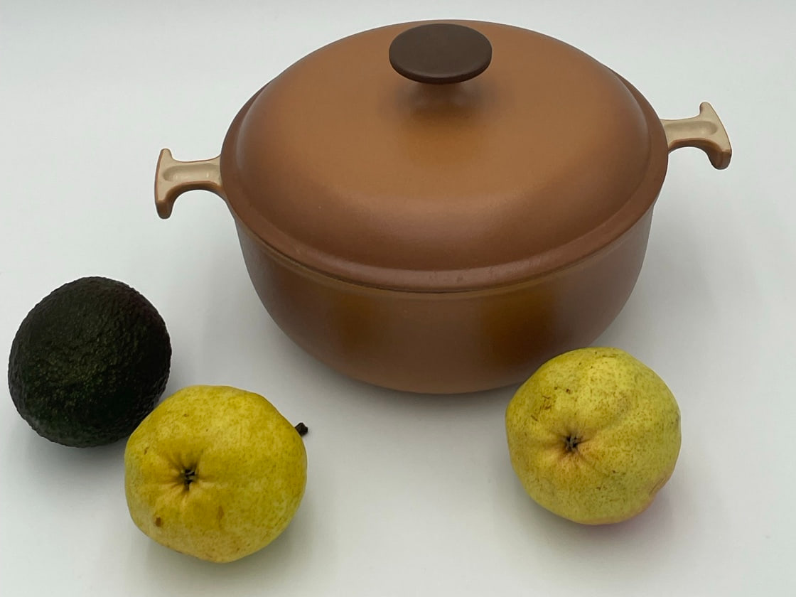 Vintage Le Creuset La Mama cast iron cocotte designed by Enzo Mari