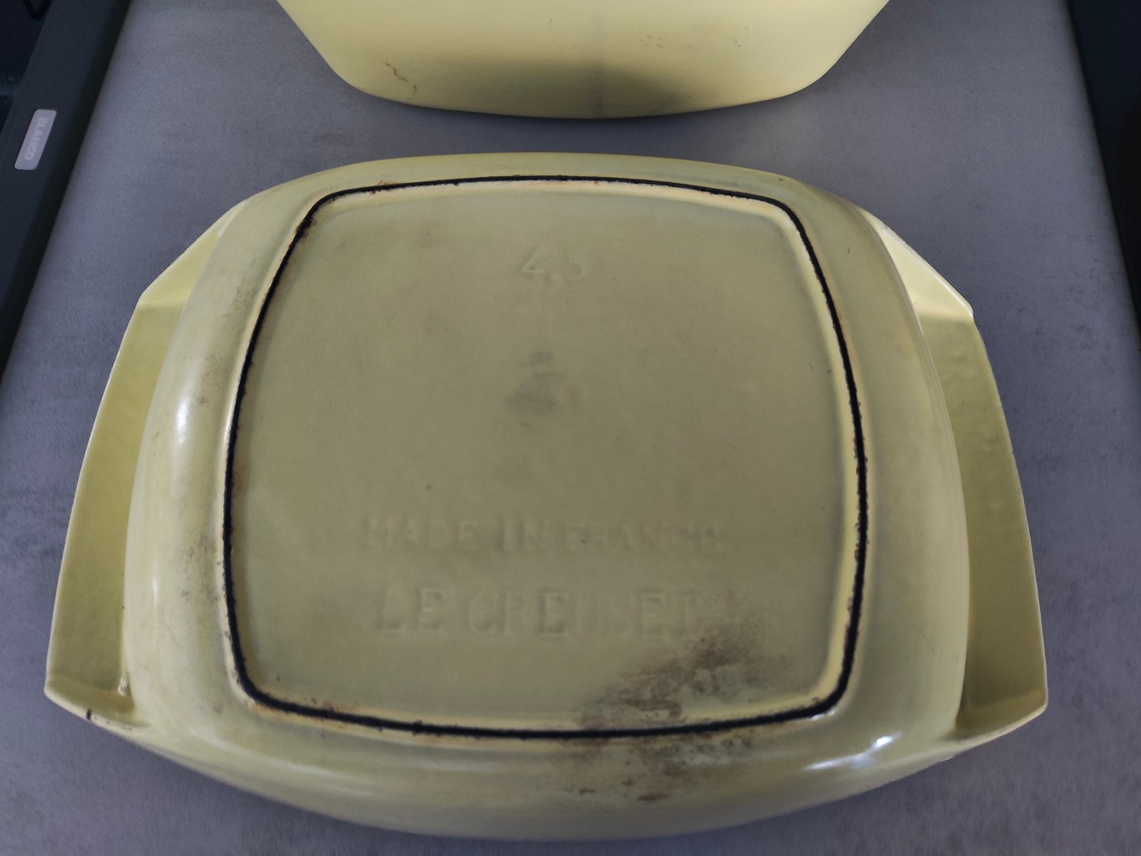 Rare Vintage Le Creuset Raymond Loewy Coquelle Nº45 with Matching Plate & Lid — photo 7