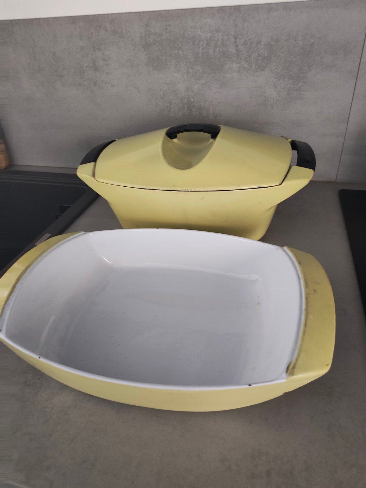 Rare Vintage Le Creuset Raymond Loewy Coquelle Nº45 with Matching Plate & Lid — photo 9