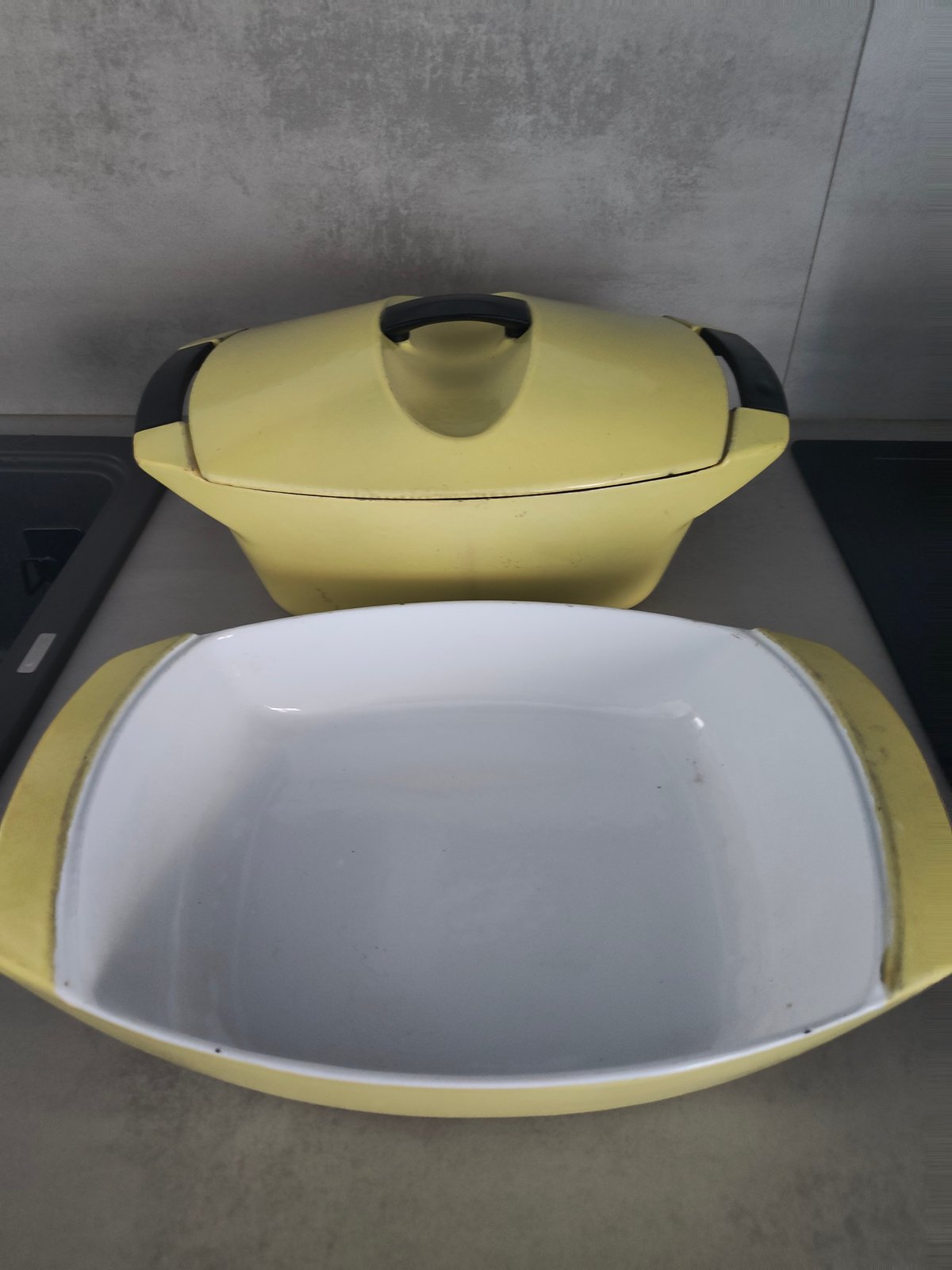 Rare Vintage Le Creuset Raymond Loewy Coquelle Nº45 with Matching Plate & Lid — photo 11