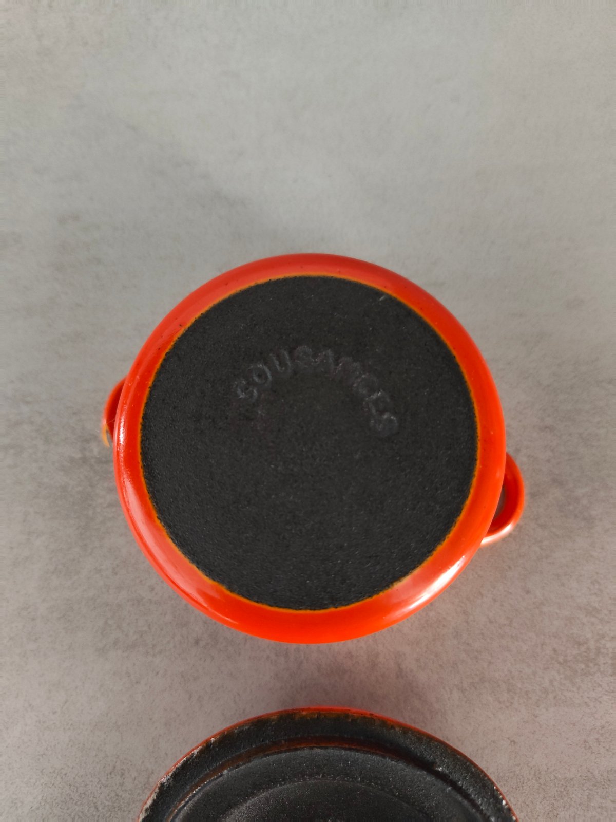Rare Vintage Mini Cousances Cocotte – Le Creuset Group – Orange Enameled Cast Iron Collectible — photo 7