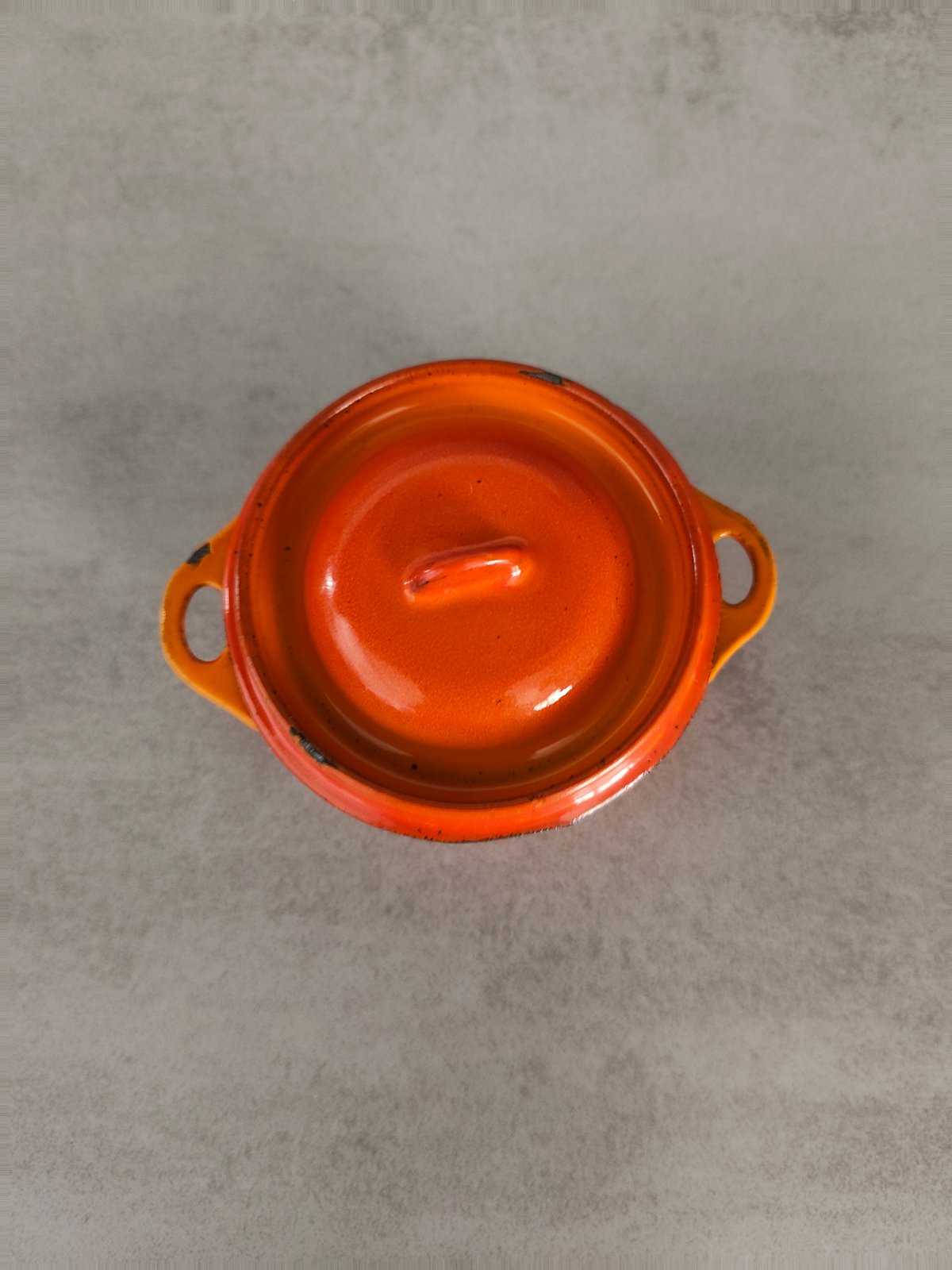 Rare Vintage Mini Cousances Cocotte – Le Creuset Group – Orange Enameled Cast Iron Collectible — photo 11
