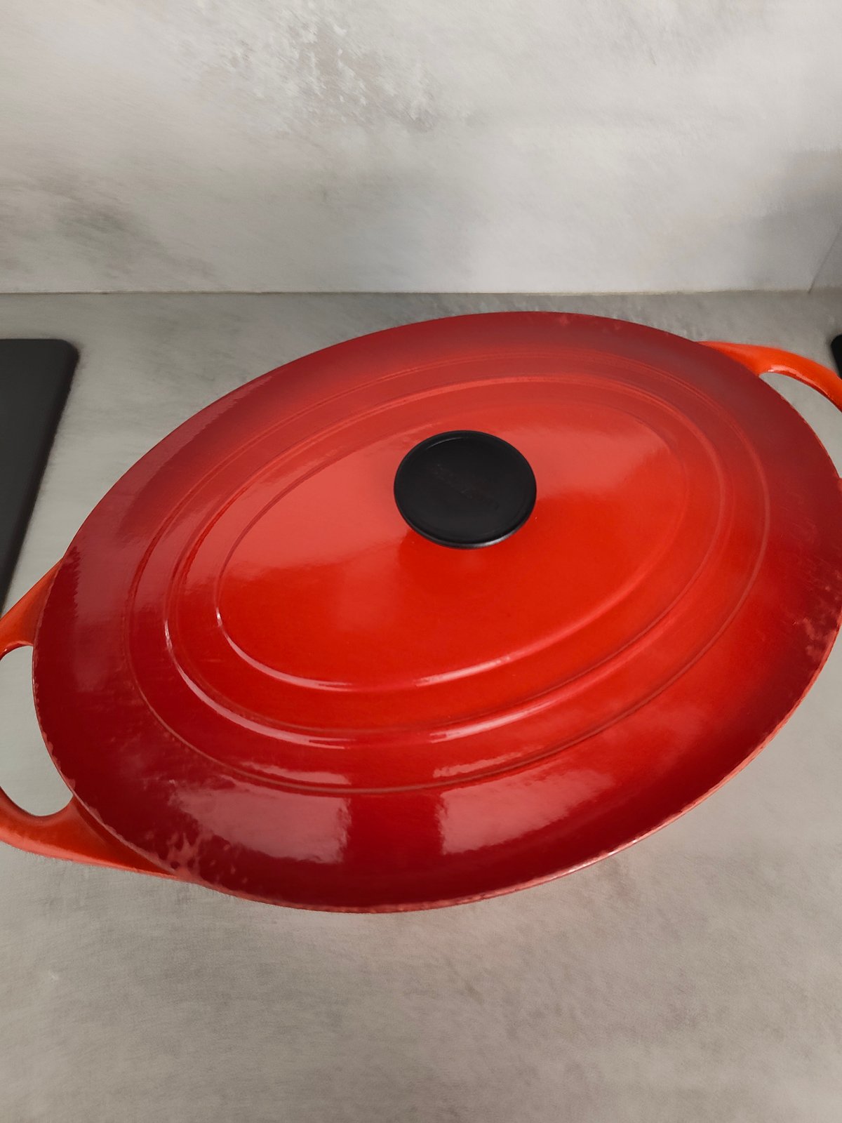 Vintage Cousances by Le Creuset Oval Cocotte – Flame Red / Volcanique – Size 28 – Made in France — photo 7