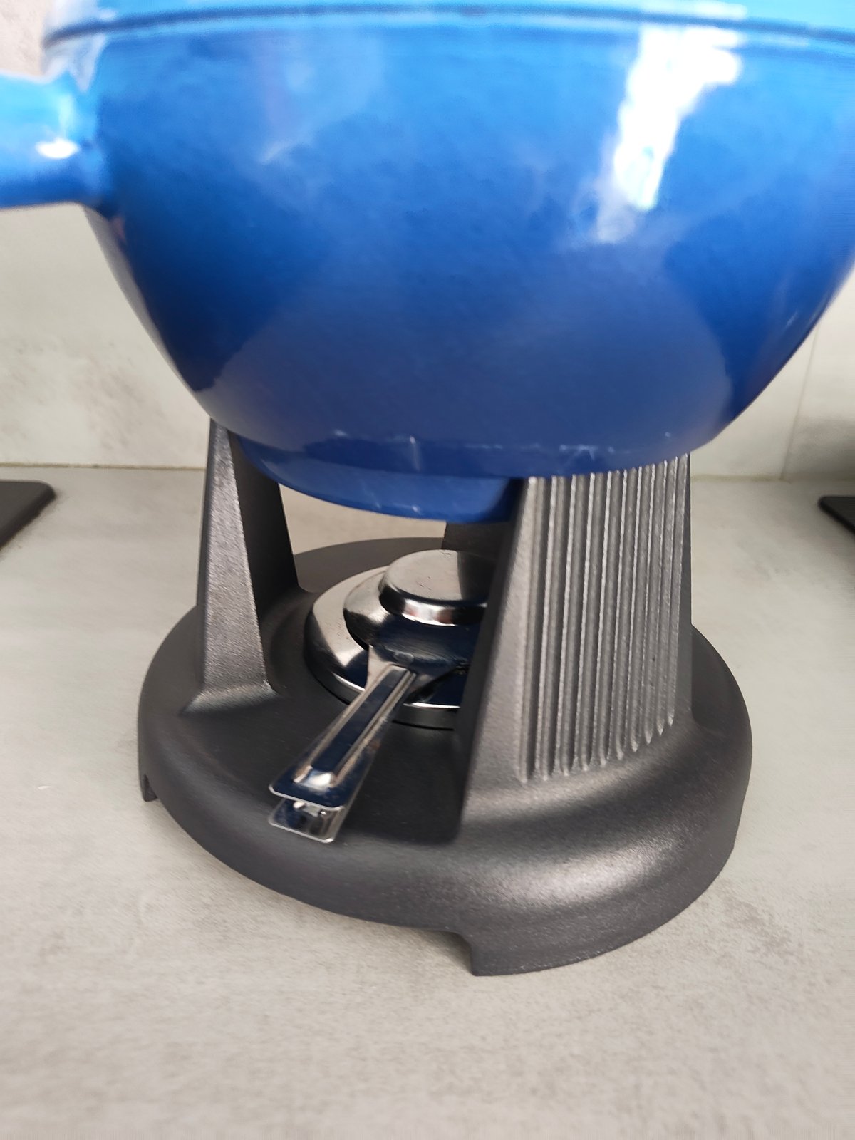 Vintage Cousances (Le Creuset) Cast Iron Fondue Set – Blue — photo 6