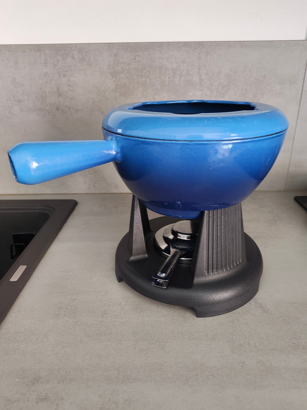 Vintage Cousances (Le Creuset) Cast Iron Fondue Set – Blue — photo 8