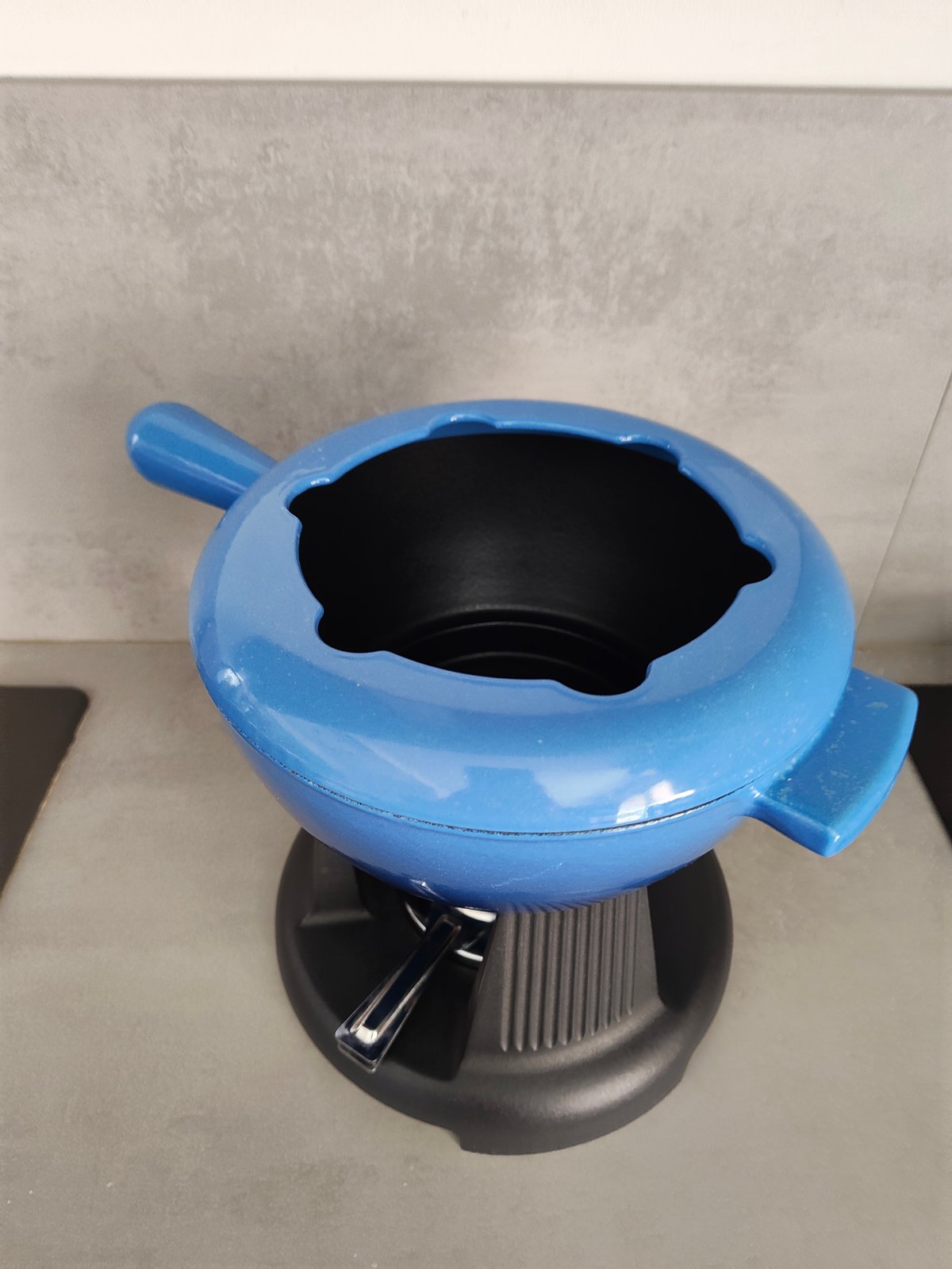Vintage Cousances (Le Creuset) Cast Iron Fondue Set – Blue — photo 9