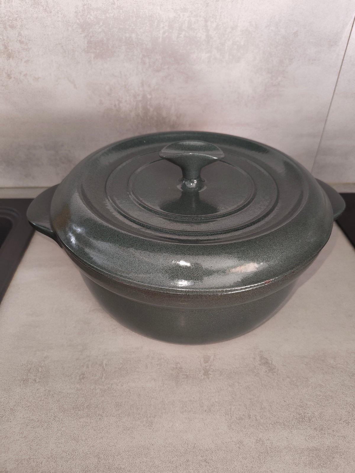 Vintage French Cast Iron Cocotte – Made in France – Rare Sparkling Green