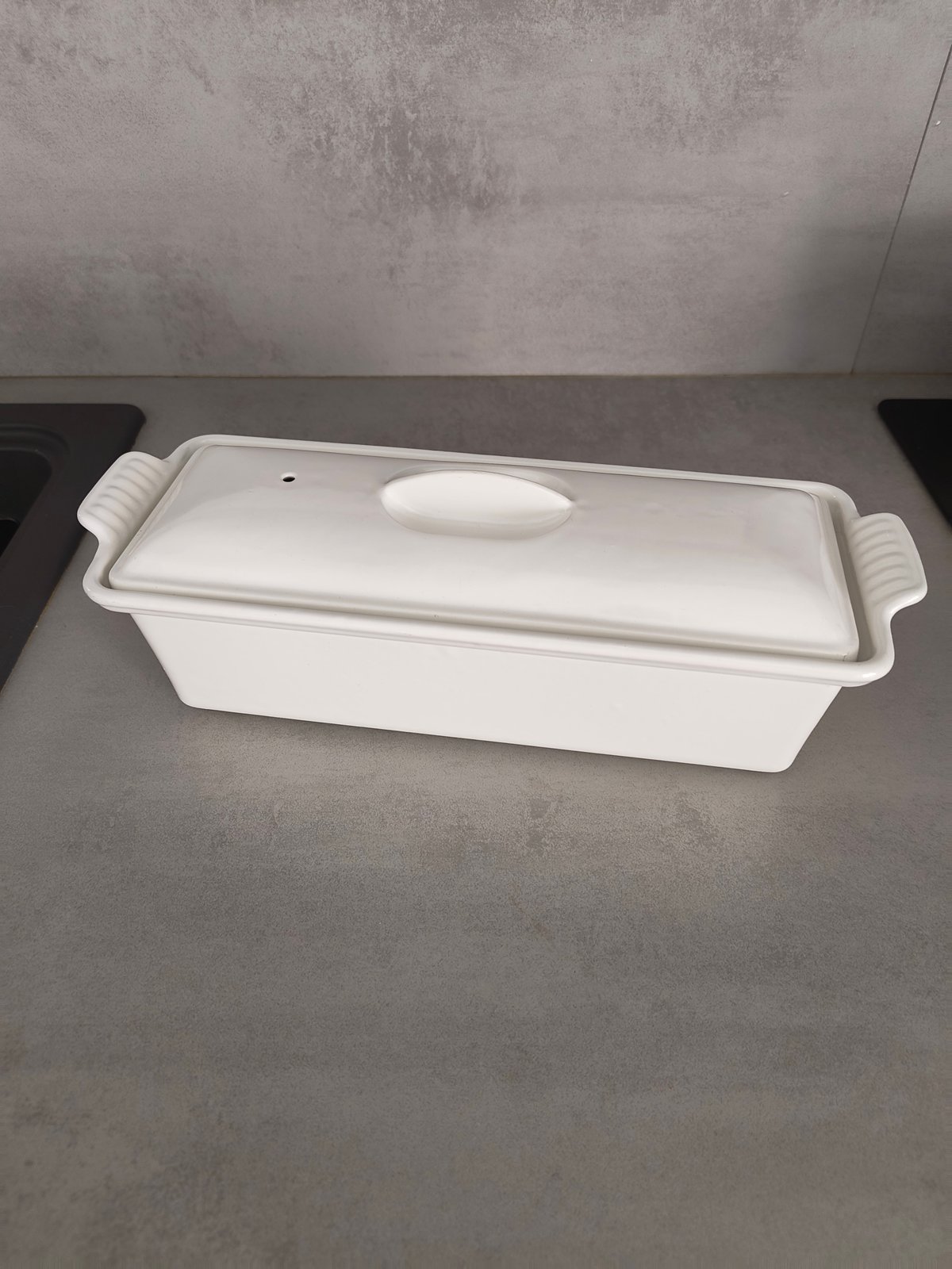 Vintage Le Creuset Cast Iron Terrine with Lid – White Enamel – Rare Collectible