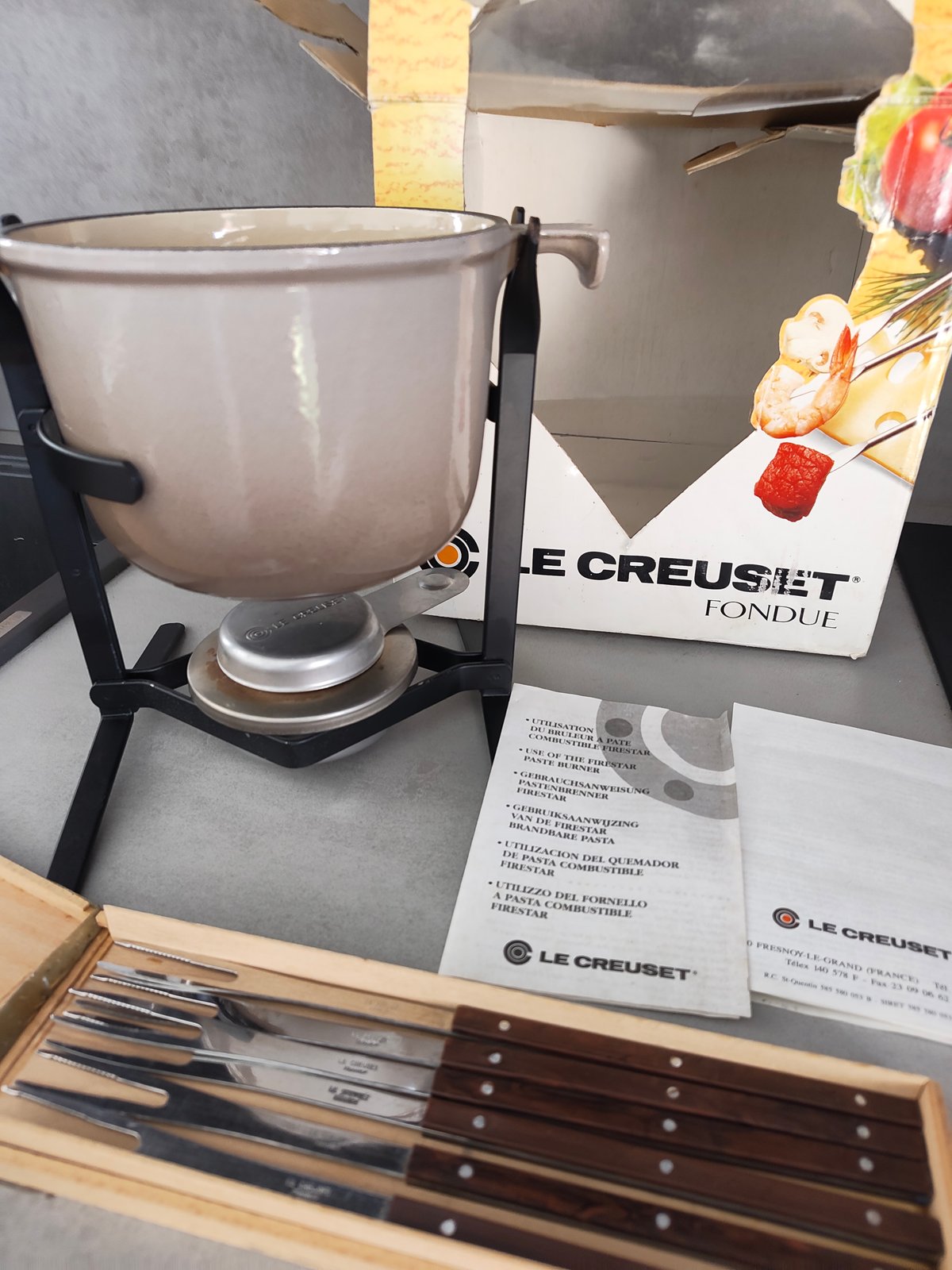 Vintage Le Creuset Fondue Set – Complete – Cast Iron – Original Box — photo 8
