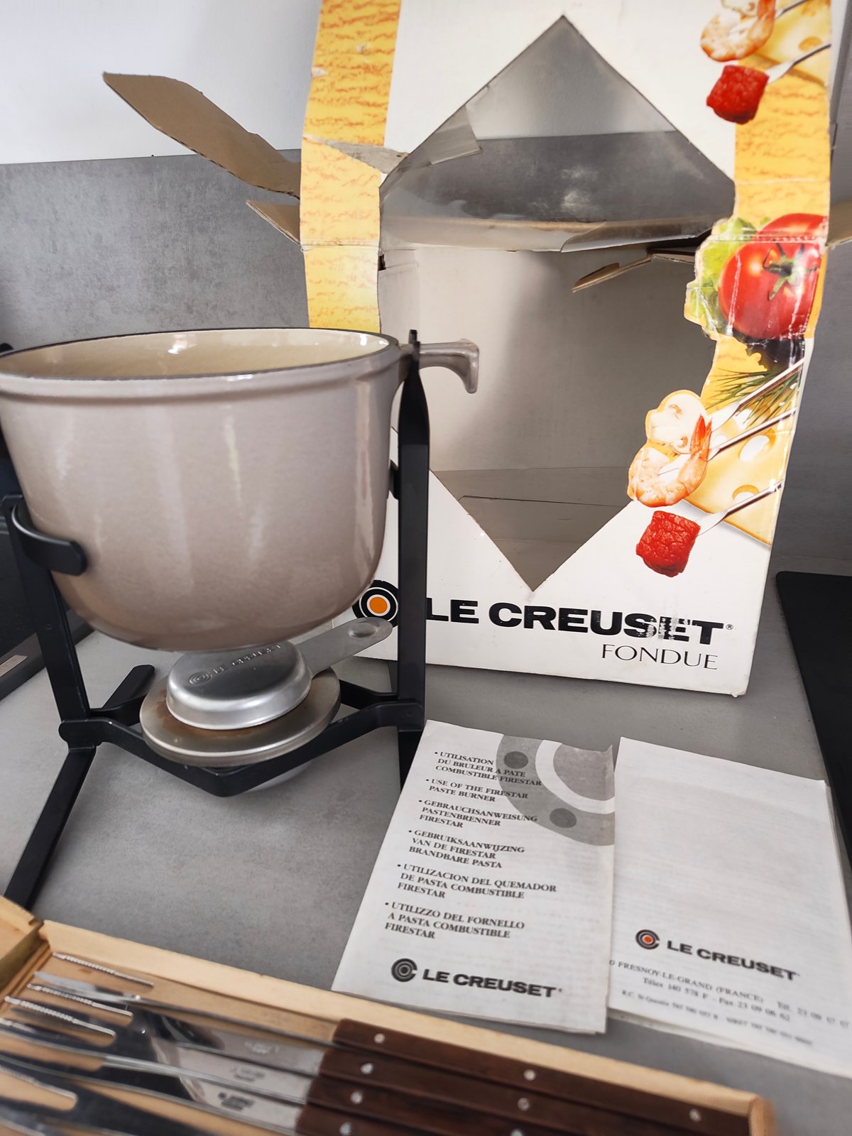 Vintage Le Creuset Fondue Set – Complete – Cast Iron – Original Box — photo 9