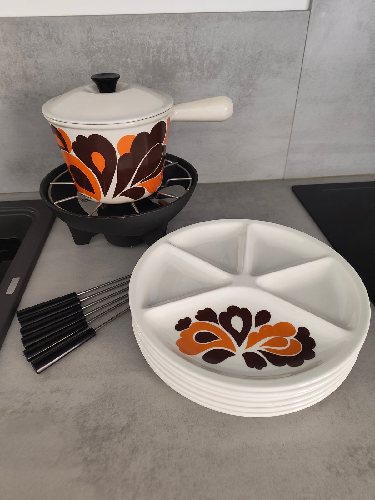 Vintage Le Creuset Paon Fondue Set – Made in France — photo 12
