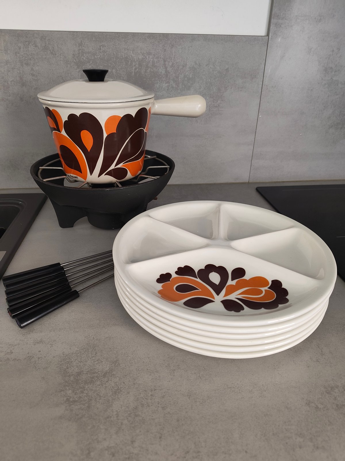 Vintage Le Creuset Paon Fondue Set – Made in France