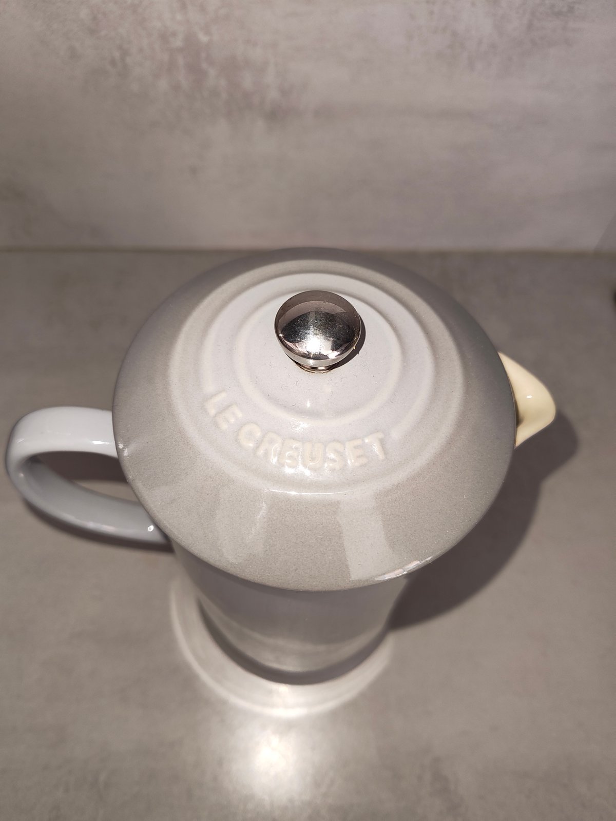 Vintage Le Creuset Stoneware French Press / Coffee Pot – Mist Grey — photo 5