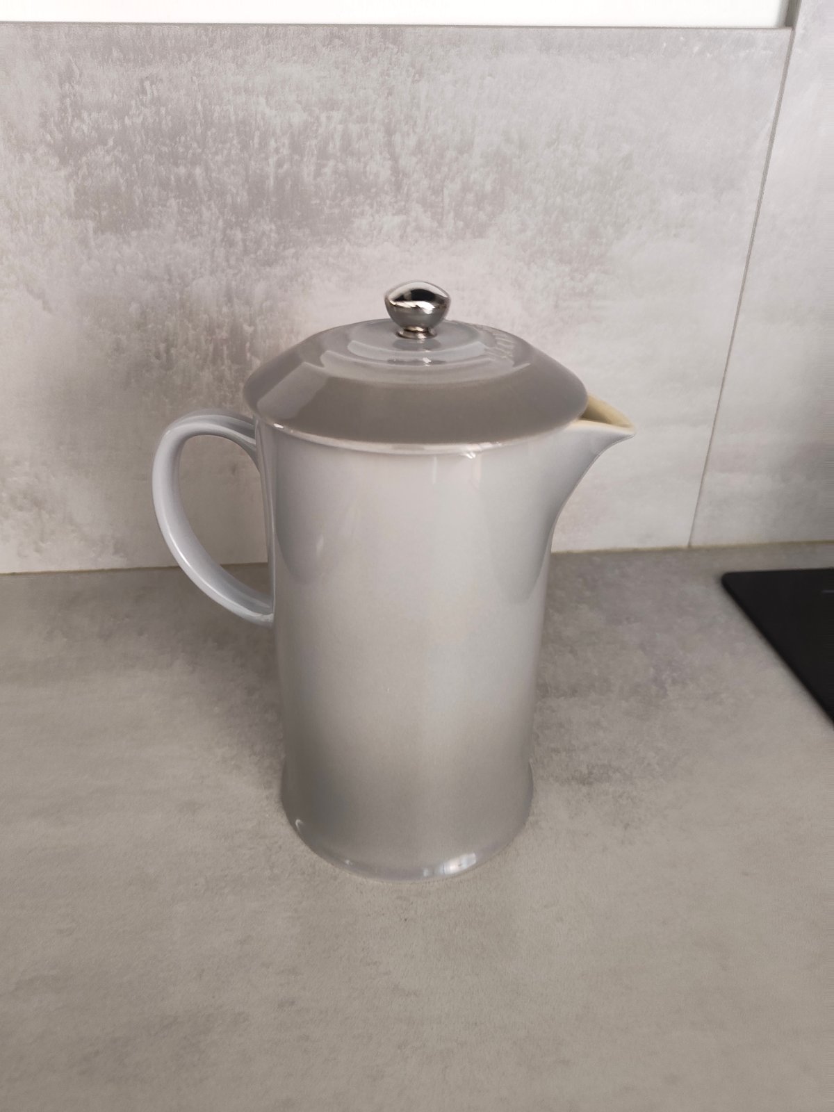 Vintage Le Creuset Stoneware French Press / Coffee Pot – Mist Grey