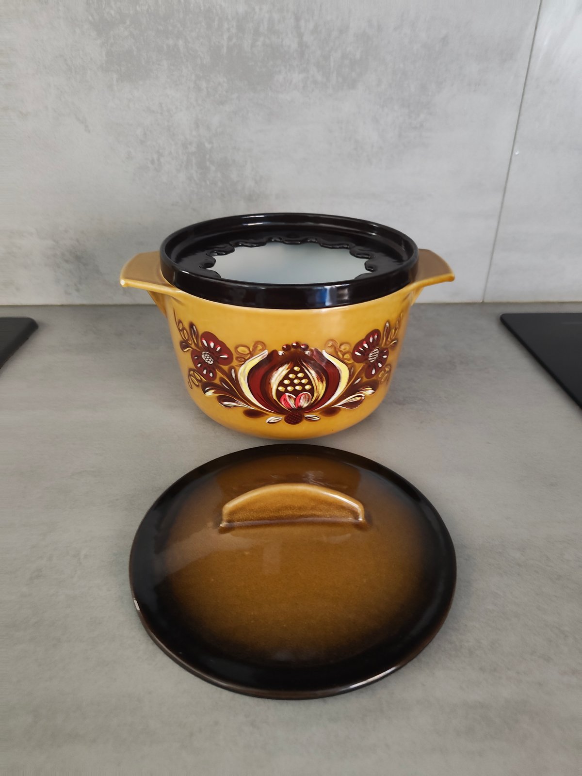 Vintage Nomar Cast Iron Poêlon – Rare Floral Folk Pattern Staub Group – 1970s — photo 8