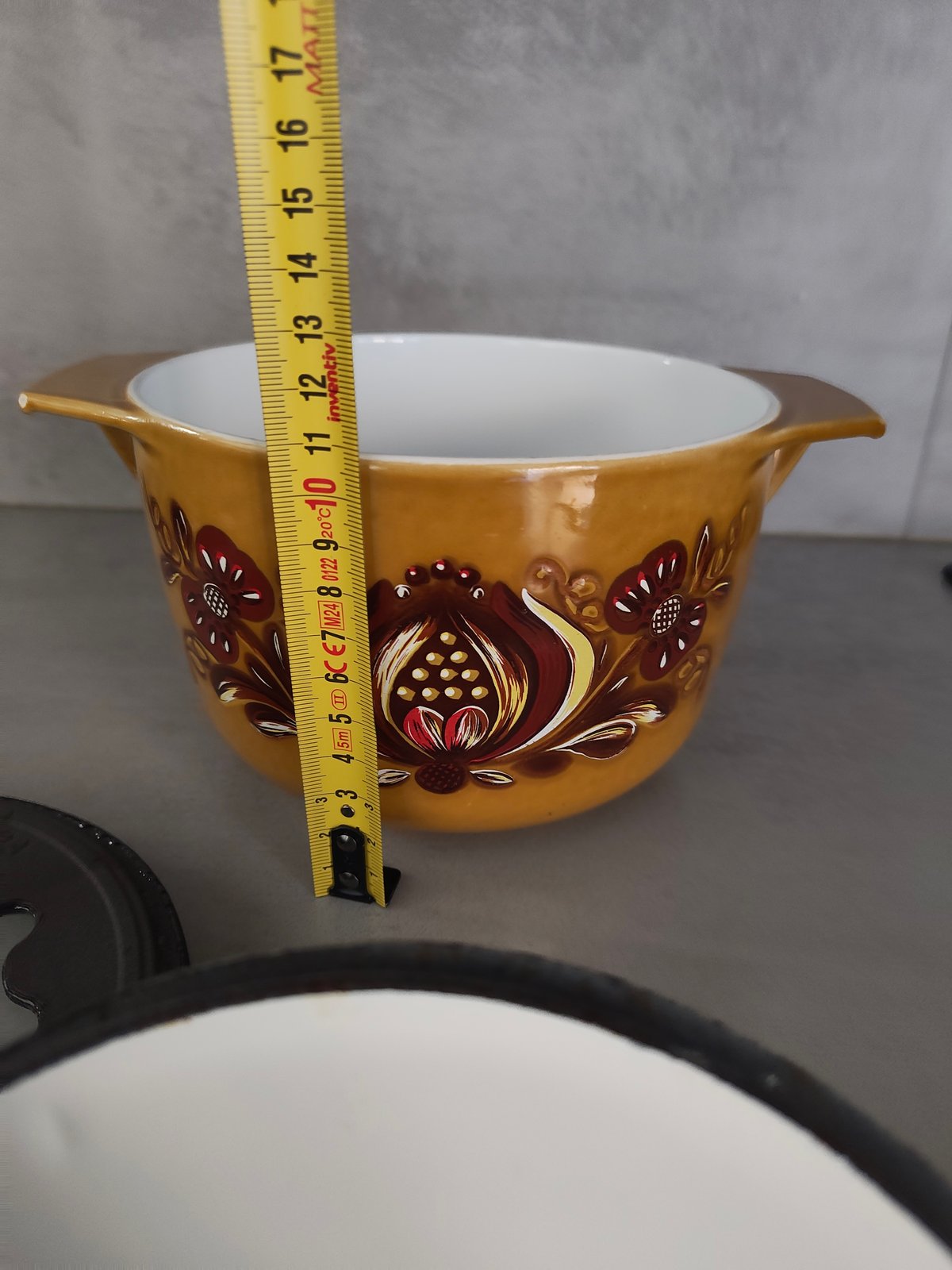 Vintage Nomar Cast Iron Poêlon – Rare Floral Folk Pattern Staub Group – 1970s — photo 9