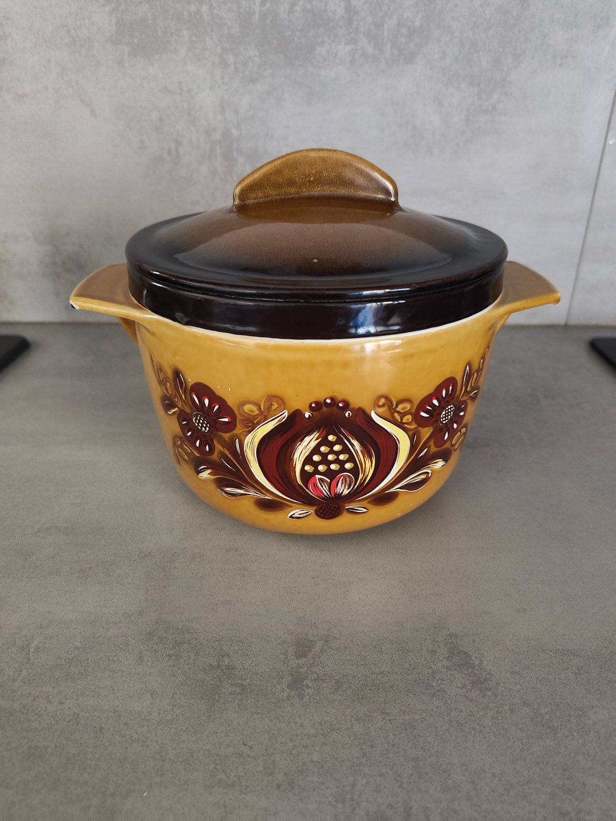 Vintage Nomar Cast Iron Poêlon – Rare Floral Folk Pattern Staub Group – 1970s