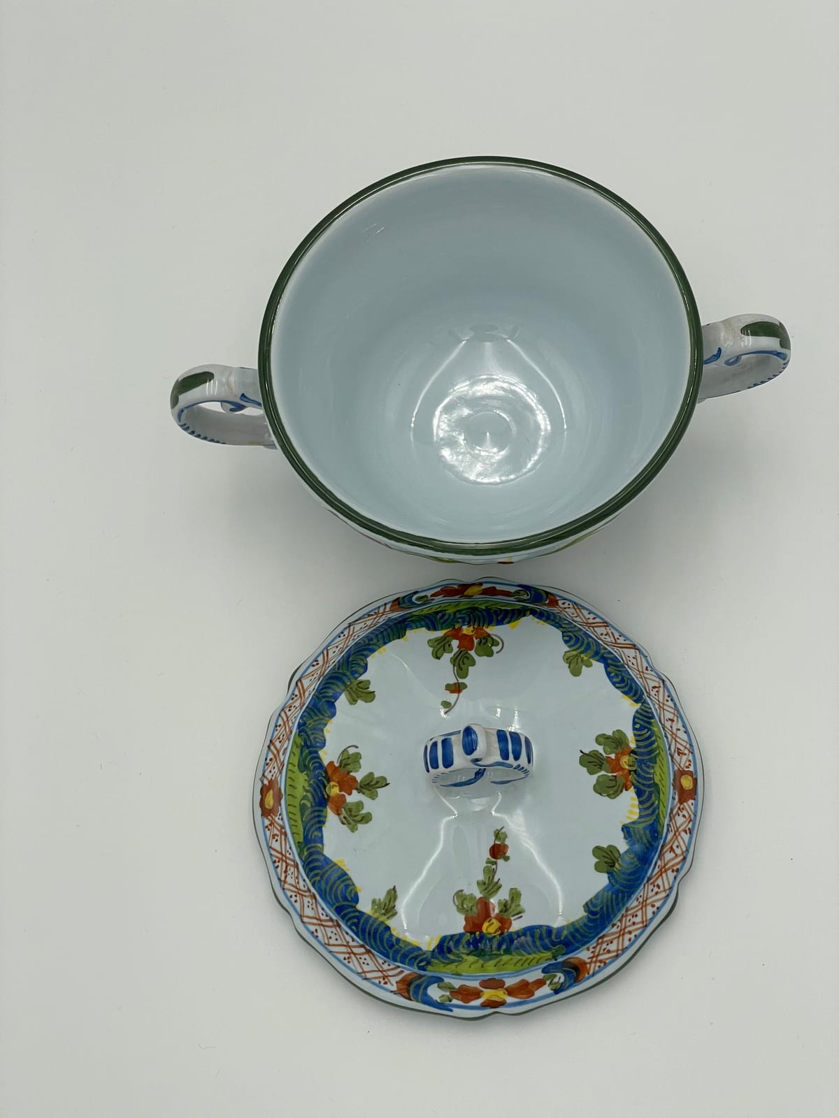 Christian Dior Covered Maiolica Vessel, Faenza "Garofano" Pattern, Made in Italy — 3