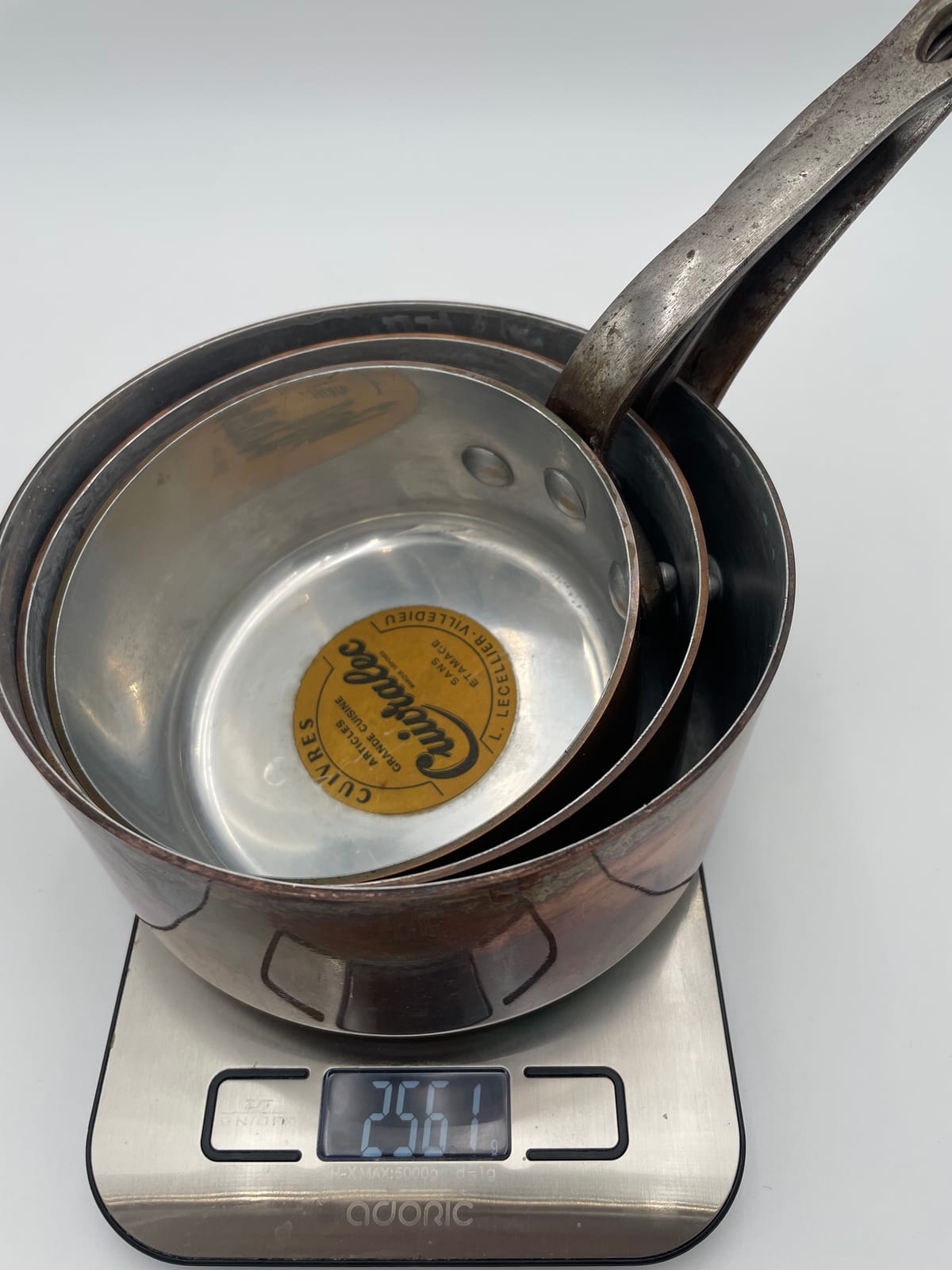 Graduated Set of Five L. Lecellier "Cuivralec" Copper Saucepans, 12–20 cm, Villedieu-les-Poêles, France — 5