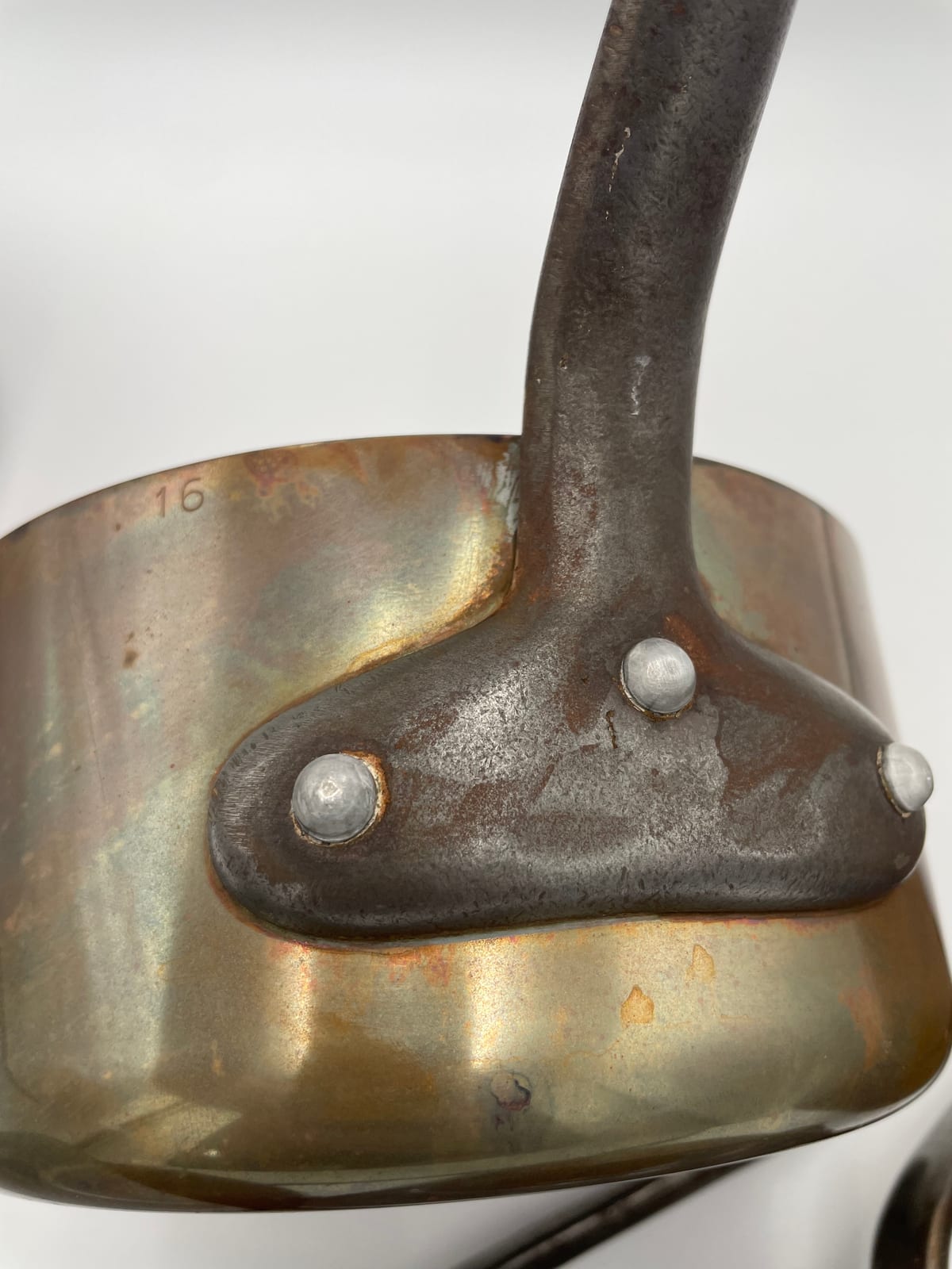 Graduated Set of Five L. Lecellier "Cuivralec" Copper Saucepans, 12–20 cm, Villedieu-les-Poêles, France — 10