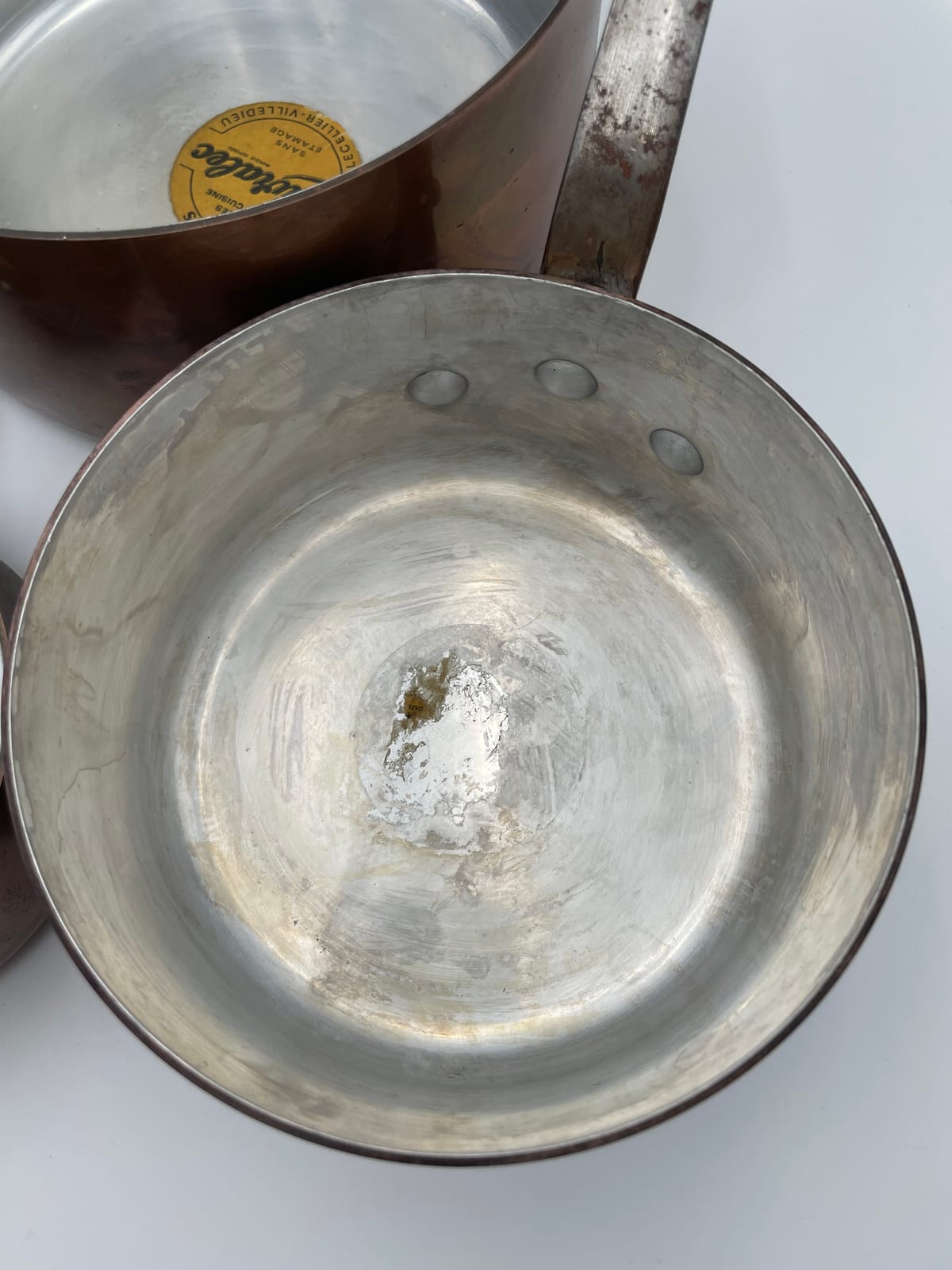 Graduated Set of Five L. Lecellier "Cuivralec" Copper Saucepans, 12–20 cm, Villedieu-les-Poêles, France — 15