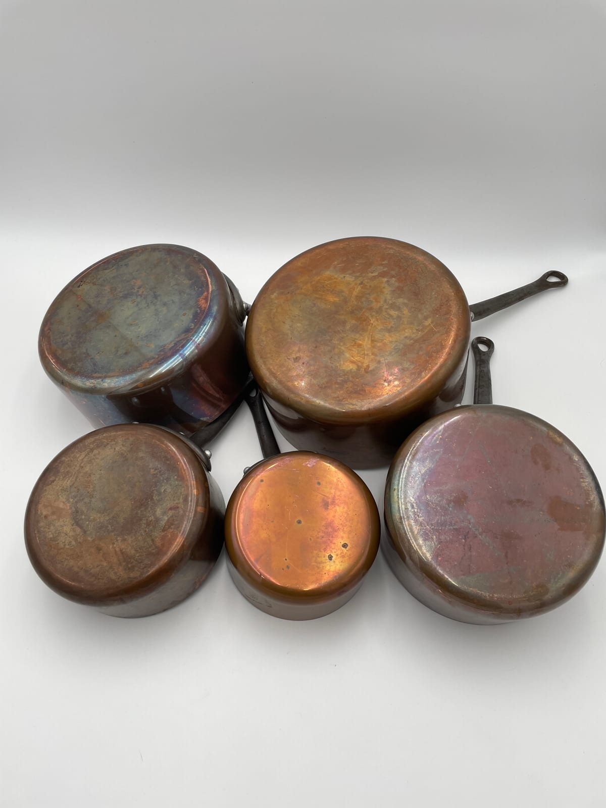 Graduated Set of Five L. Lecellier "Cuivralec" Copper Saucepans, 12–20 cm, Villedieu-les-Poêles, France — 16